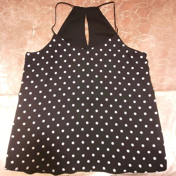 Express Black & White Polka Dot Spaghetti Strap Camisole - Picture 3 of 5